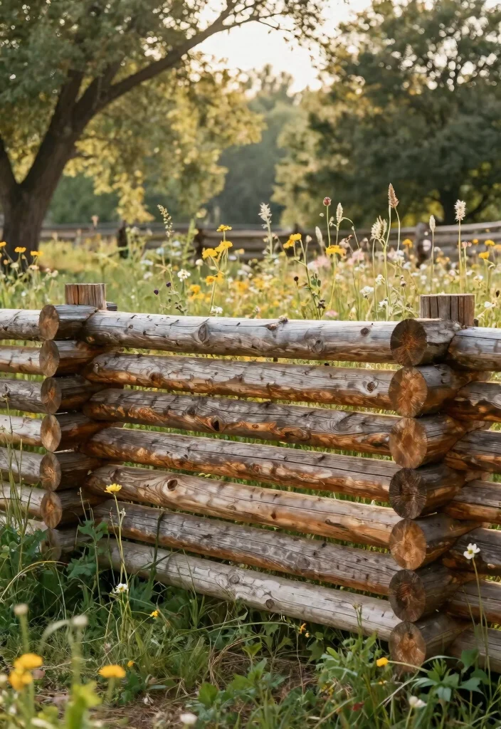 15 Cheap Fence Ideas: Budget-Friendly Solutions - 11. Rustic Log Fence 1