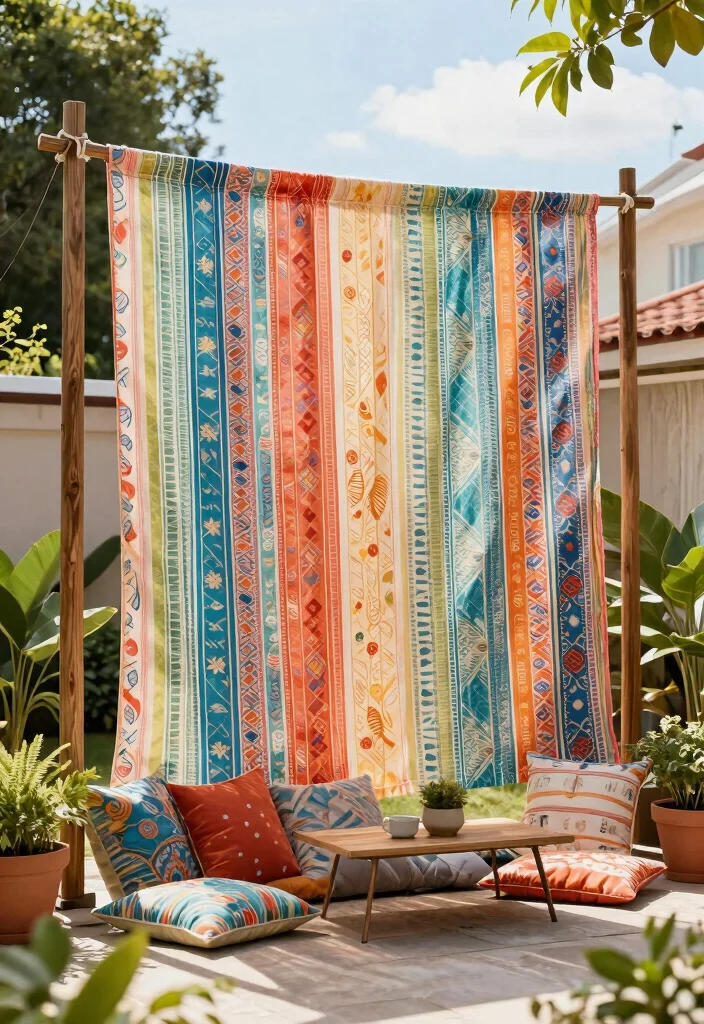 15 Cheap Fence Ideas: Budget-Friendly Solutions - 7. Fabric Privacy Screen 1