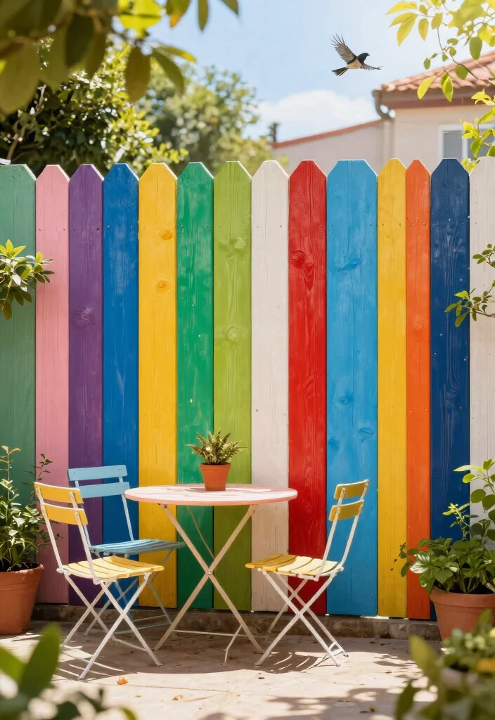15 Cheap Fence Ideas: Budget-Friendly Solutions - 8. Painted Wooden Fence Palings 1