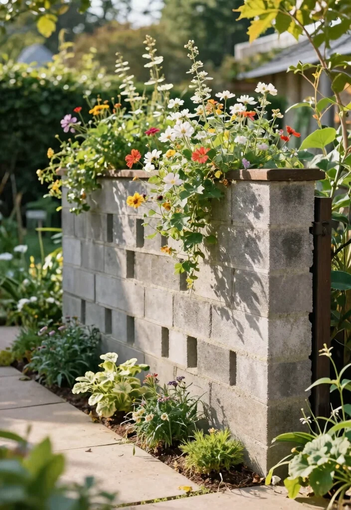 15 Cheap Fence Ideas: Budget-Friendly Solutions - 9. Cinder Block Garden Wall 1