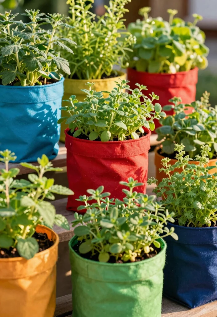 15 Herb Planter Ideas Outdoors for a Fresh Kitchen Garden 15 15 Herb Planter Ideas Outdoors for a Fresh Kitchen Garden - 15. Eco-Friendly Fabric Planters 1
