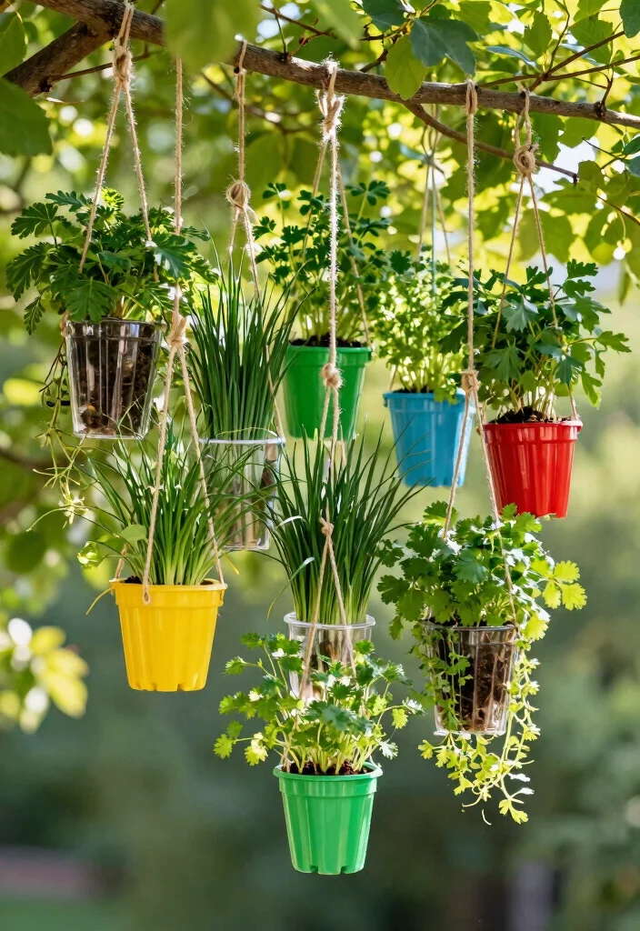 15 Herb Planter Ideas Outdoors for a Fresh Kitchen Garden 2 15 Herb Planter Ideas Outdoors for a Fresh Kitchen Garden - 2. Hanging Bottle Garden 1