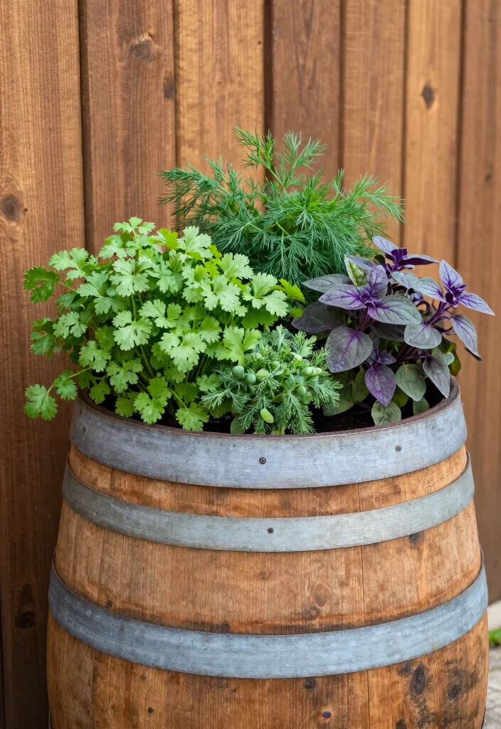 15 Herb Planter Ideas Outdoors for a Fresh Kitchen Garden 9 15 Herb Planter Ideas Outdoors for a Fresh Kitchen Garden - 9. Wine Barrel Planter 1