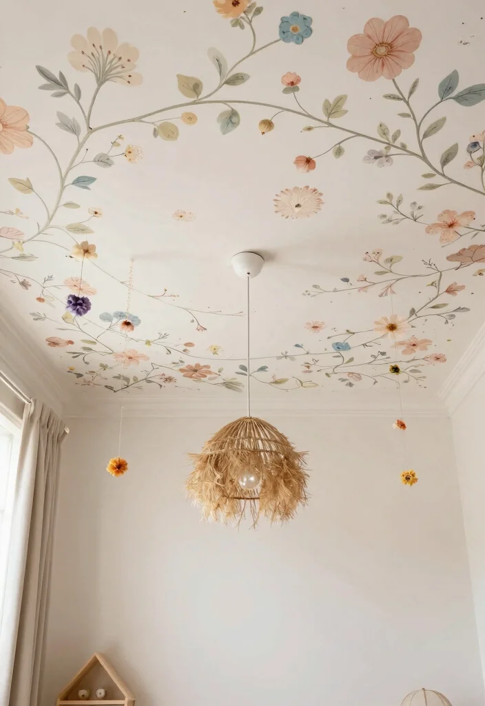 15 Kids Room Ceiling Design Ideas: Fun Creative Themes - 10. Floral Fantasy 1