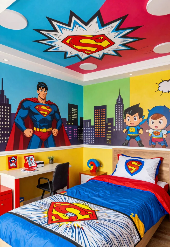 15 Kids Room Ceiling Design Ideas: Fun Creative Themes - 11. Superhero Headquarters 1