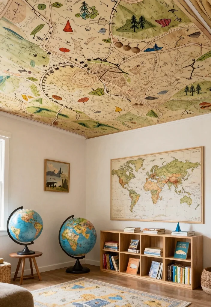 15 Kids Room Ceiling Design Ideas: Fun Creative Themes - 14. Adventure Map 1