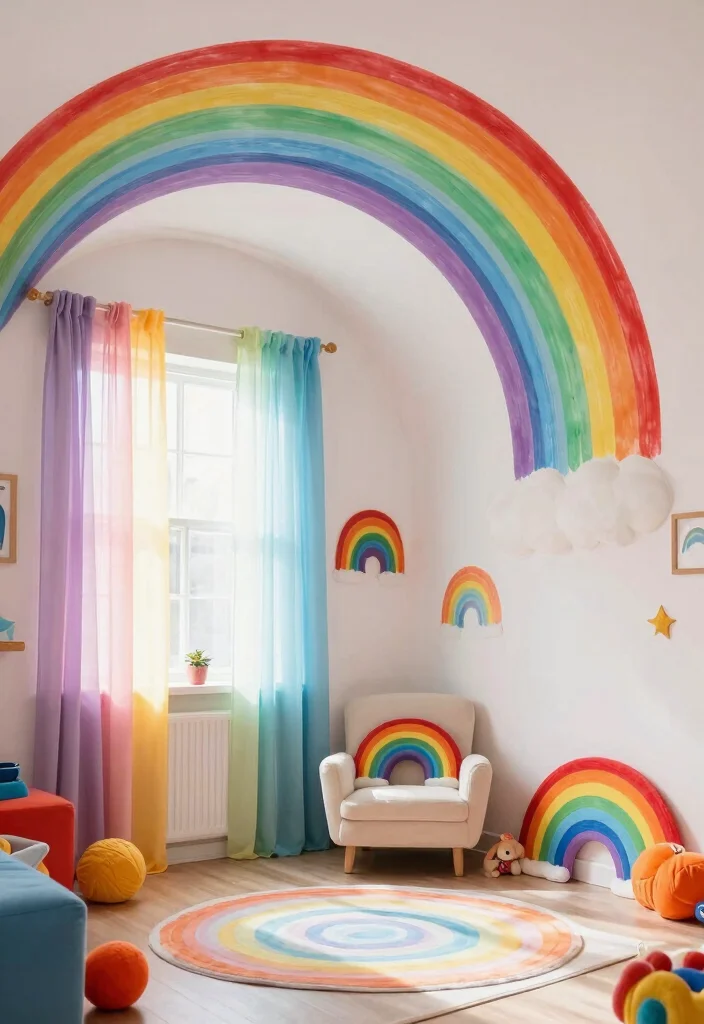 15 Kids Room Ceiling Design Ideas: Fun Creative Themes - 5. Rainbow Delight 1