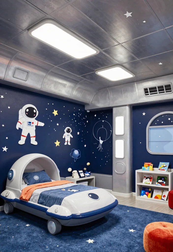 15 Kids Room Ceiling Design Ideas: Fun Creative Themes - 9. Spaceship Adventure 1