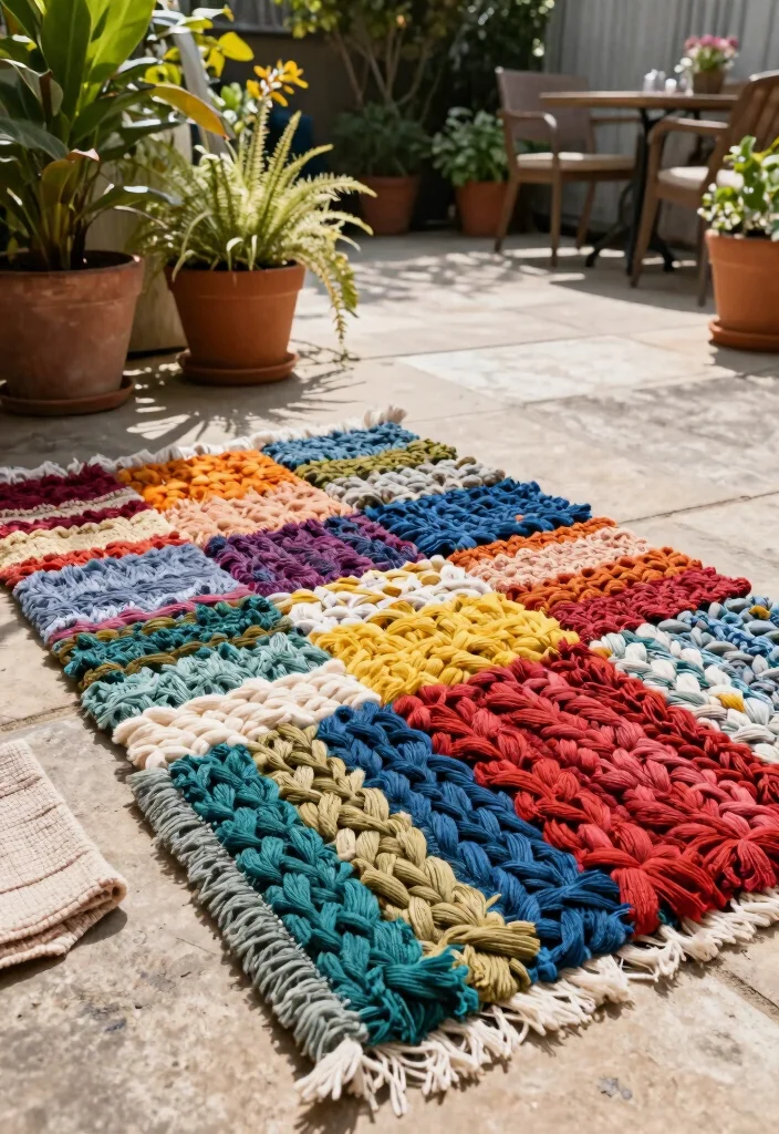 15 Outdoor Rugs Patio Ideas: Color & Comfort Underfoot - 10. Eco-Friendly DIY Rug Projects 1
