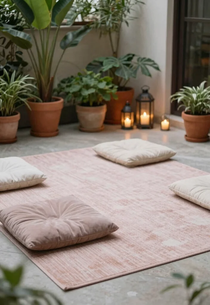 15 Outdoor Rugs Patio Ideas: Color & Comfort Underfoot - 12. Outdoor Yoga and Meditation Spaces 1