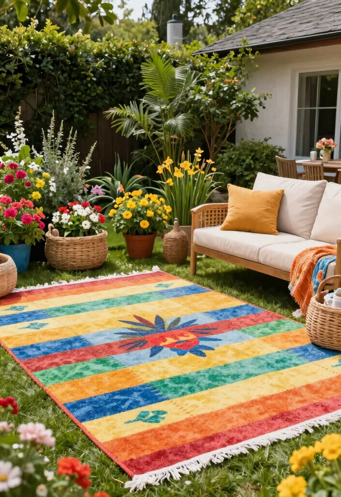 15 Outdoor Rugs Patio Ideas: Color & Comfort Underfoot - 14. Seasonal Rugs for Year-round Appeal 1
