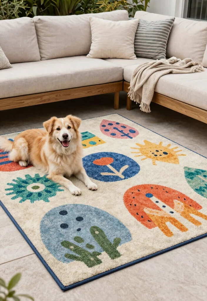 15 Outdoor Rugs Patio Ideas: Color & Comfort Underfoot - 9. Pet-Friendly Options 1