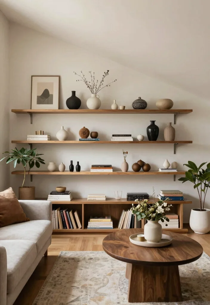 15 Slanted Ceiling Living Room Ideas: Smart Cozy Angles 15 15 Slanted Ceiling Living Room Ideas: Smart Cozy Angles - 15. Curated Accessories for a Cohesive Look 1