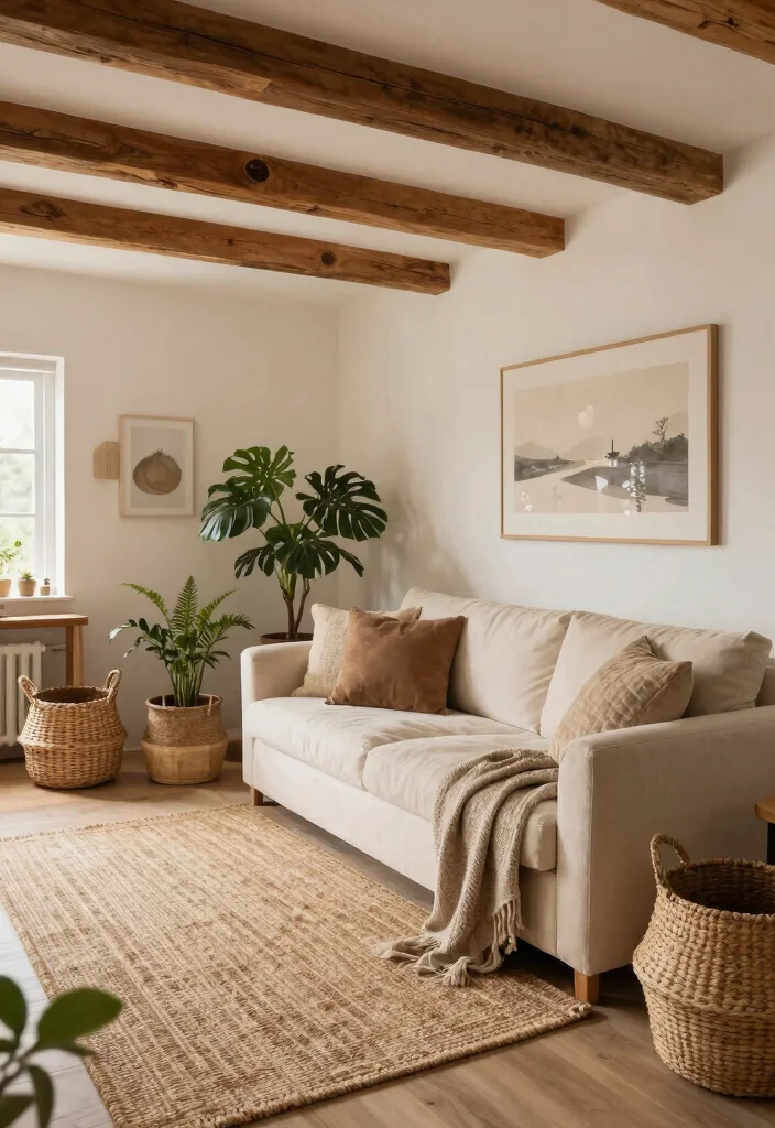 15 Slanted Ceiling Living Room Ideas: Smart Cozy Angles 4 15 Slanted Ceiling Living Room Ideas: Smart Cozy Angles - 4. Natural Textures to Soft Up the Space 1