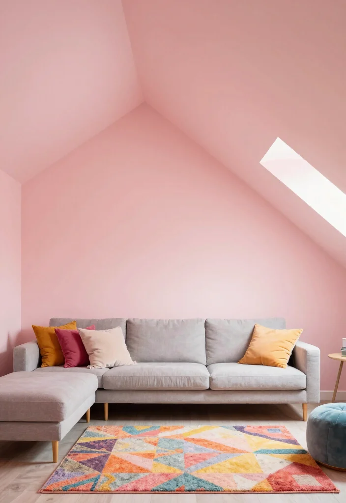 15 Slanted Ceiling Living Room Ideas: Smart Cozy Angles 5 15 Slanted Ceiling Living Room Ideas: Smart Cozy Angles - 5. Creative Use of Color 1