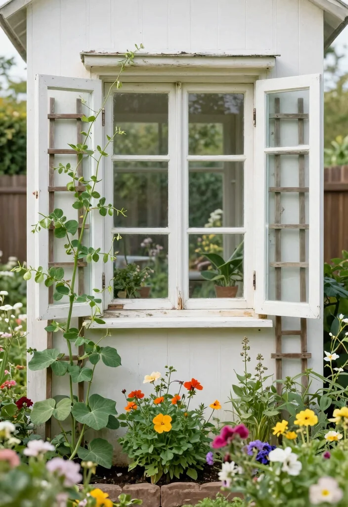 15 Snap Pea Trellis Ideas for a Productive Vertical Garden 13 15 Snap Pea Trellis Ideas for a Productive Vertical Garden - 13. Old Window Frame Trellis 1