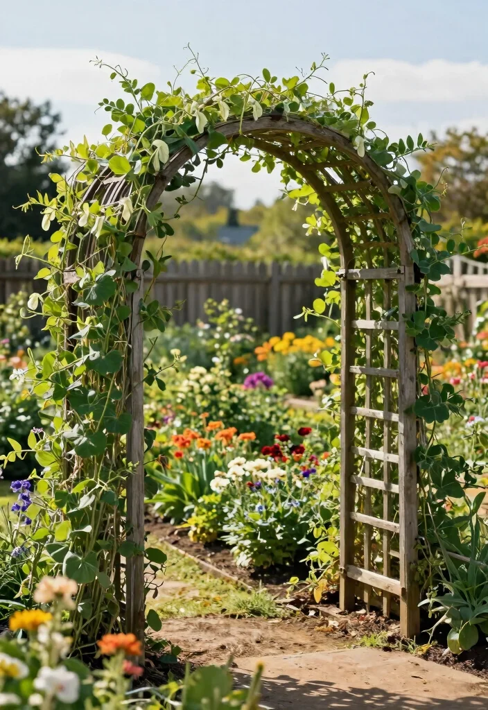 15 Snap Pea Trellis Ideas for a Productive Vertical Garden 5 15 Snap Pea Trellis Ideas for a Productive Vertical Garden - 5. Arched Trellis 1