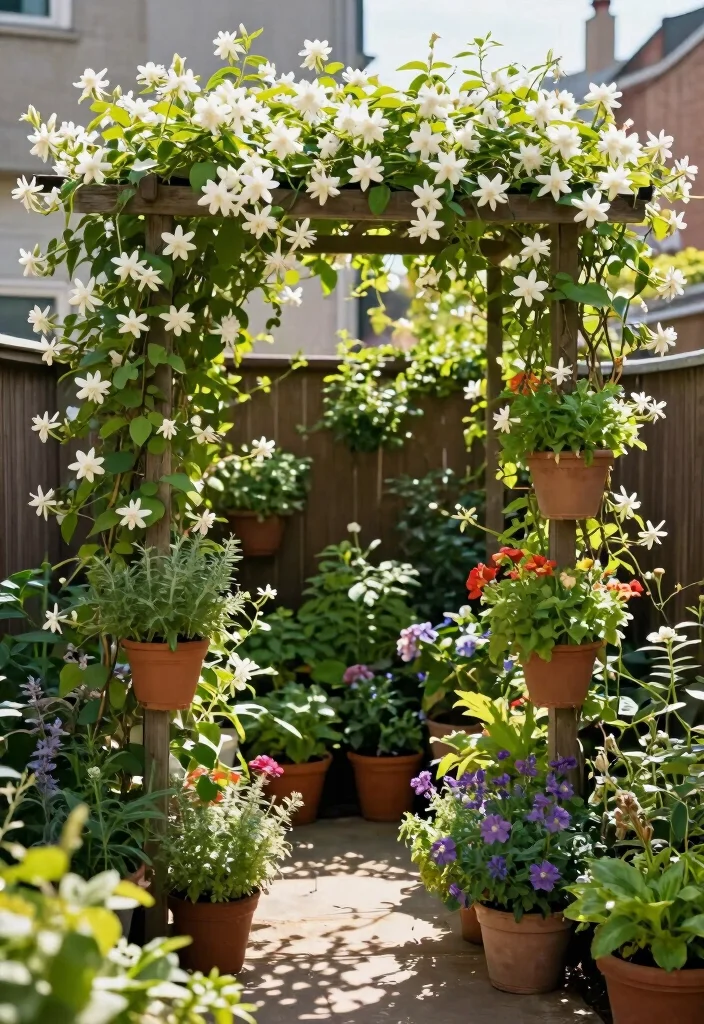 15 Star Jasmine Pergola Ideas: Fragrant Green Canopy - 3. Vertical Garden Oasis 1