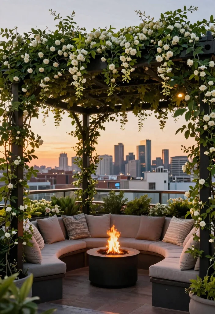 15 Star Jasmine Pergola Ideas: Fragrant Green Canopy - 4. Rooftop Retreat 1