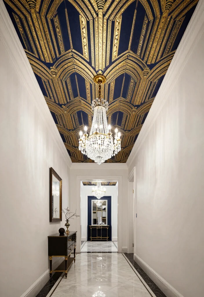 15 Wallpaper Ceiling Hallway Ideas for Unexpected Style Pop 6 15 Wallpaper Ceiling Hallway Ideas for Unexpected Style Pop - 6. Art Deco Glam 1