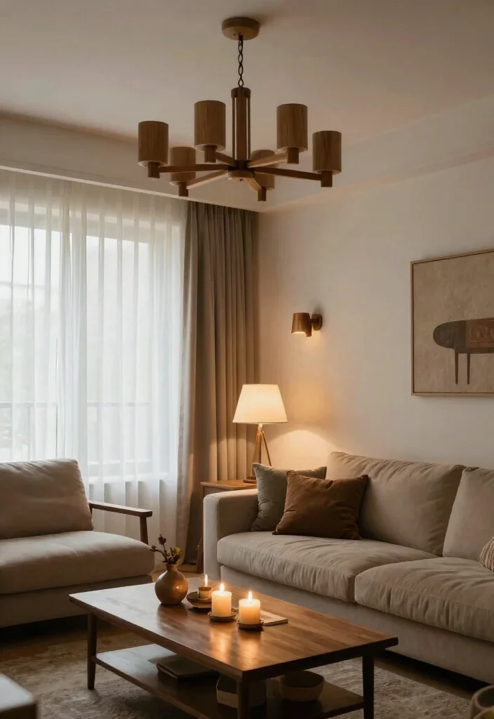 15 Wood Ceiling Lighting Ideas for a Cozy Ambient Glow - 10. Layered Lighting with Wood Elements 1