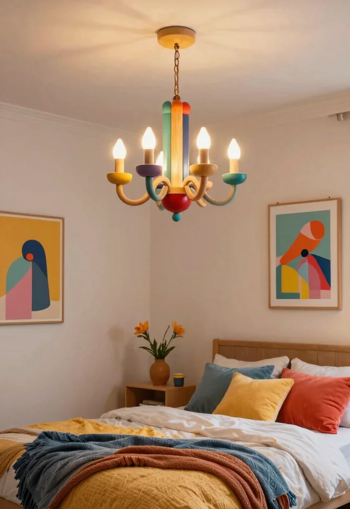 15 Wood Ceiling Lighting Ideas for a Cozy Ambient Glow - 13. Wood Lighting with Color Accents 1