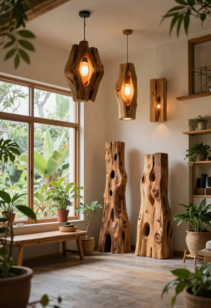 15 Wood Ceiling Lighting Ideas for a Cozy Ambient Glow - 14. Eco-Friendly Wood Lighting Options 1