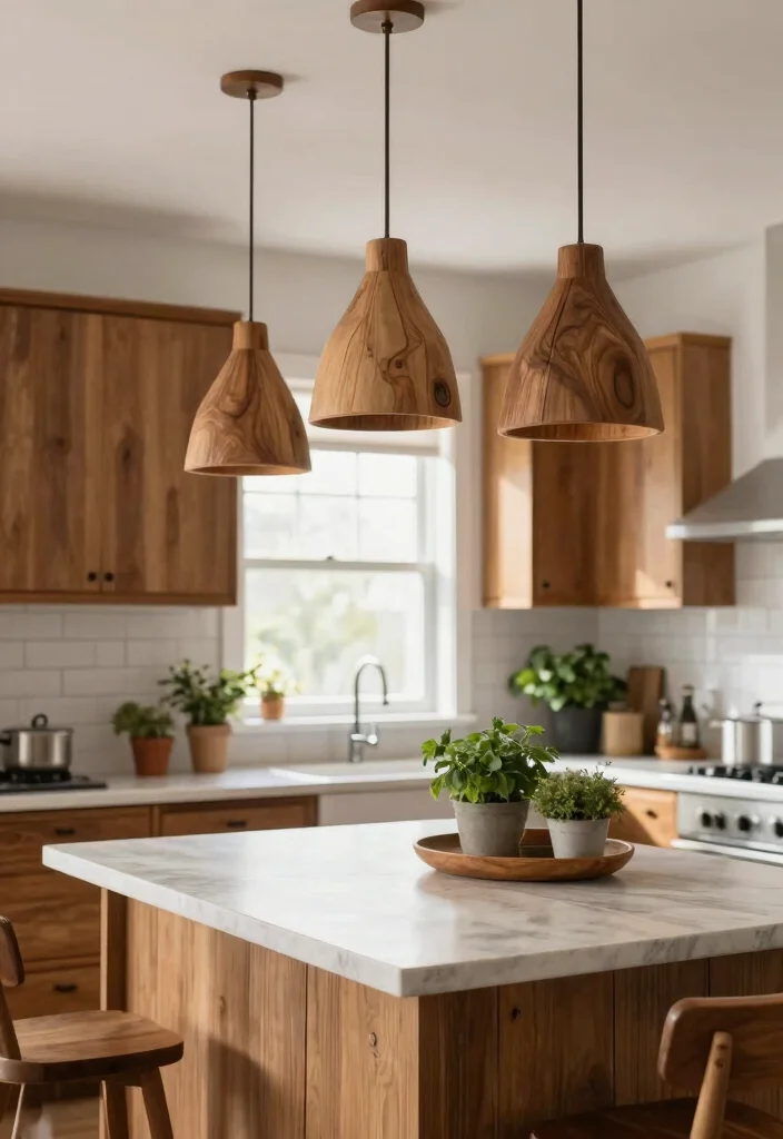 15 Wood Ceiling Lighting Ideas for a Cozy Ambient Glow - 7. Pendant Lights with a Rustic Flair 1