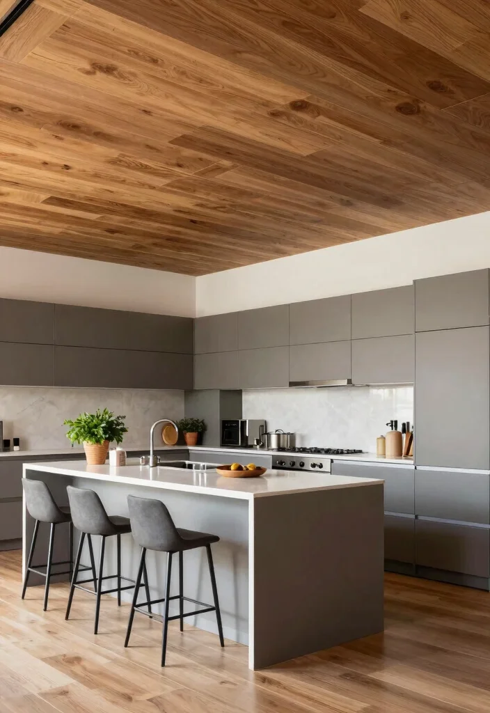 16 Ceiling Wood Panels Ideas: Warm Natural Texture - 11. Oversized Wood Tiles 1
