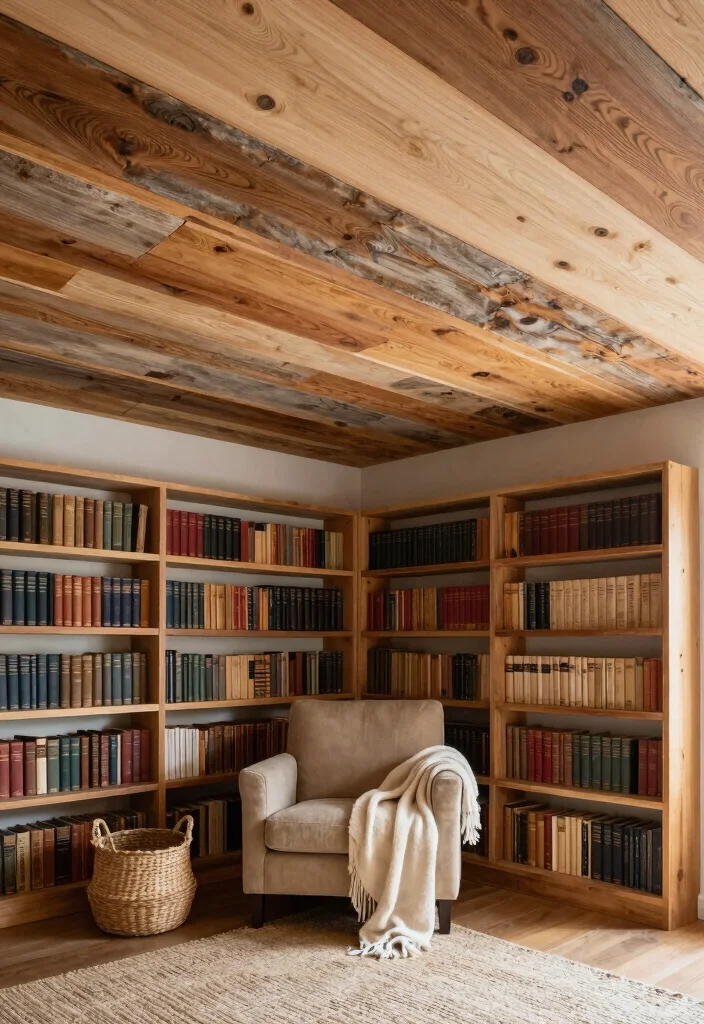 16 Ceiling Wood Panels Ideas: Warm Natural Texture - 6. Rustic Mix and Match 1