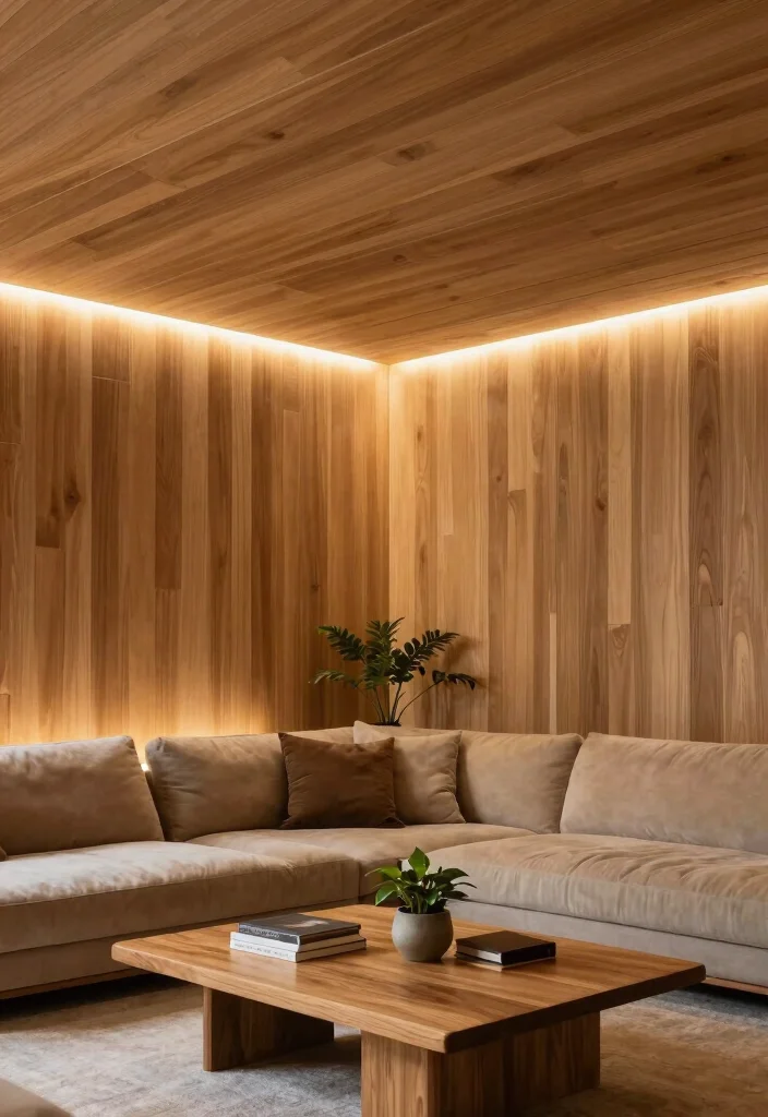 16 Ceiling Wood Panels Ideas: Warm Natural Texture - 7. Ceiling Planks with LED Lights 1
