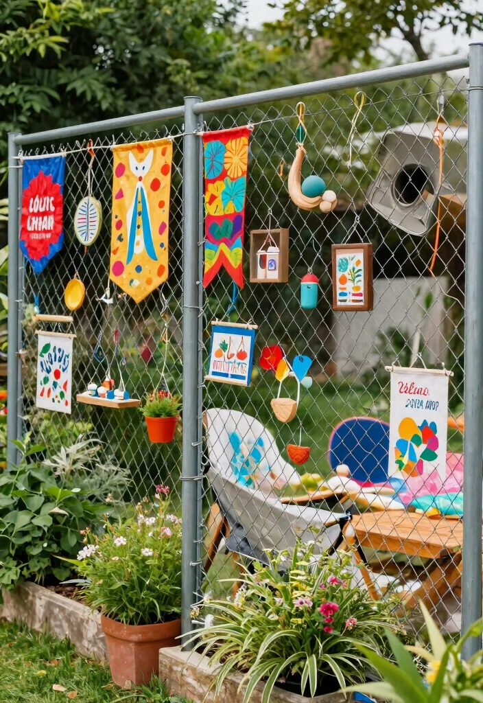 16 Chain Link Fence Decorating Ideas: Creative Privacy Hacks - 16. DIY Outdoor Accessories 1