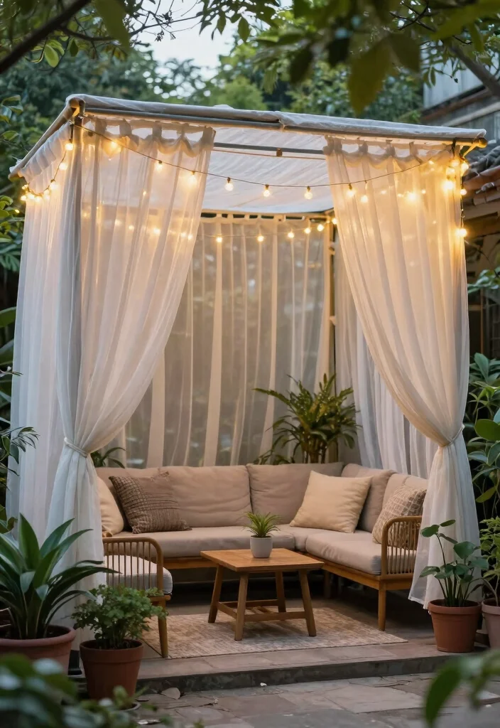 16 Cozy Patio Ideas for Small Spaces: Warm, Inviting Nooks 10 16 Cozy Patio Ideas for Small Spaces: Warm, Inviting Nooks - 10. Cozy Canopy or Pergola 1