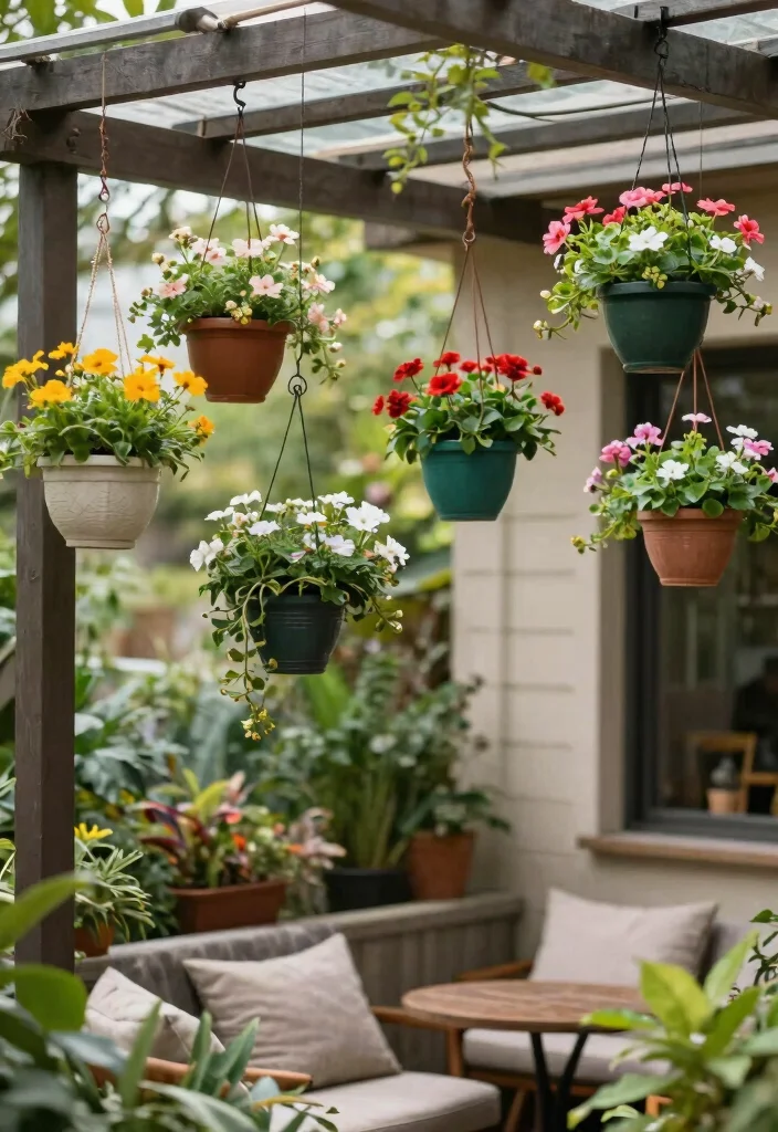 16 Cozy Patio Ideas for Small Spaces: Warm, Inviting Nooks 14 16 Cozy Patio Ideas for Small Spaces: Warm, Inviting Nooks - 14. Use Hanging Planters 1