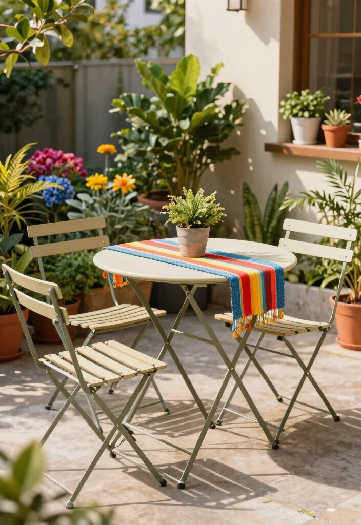 16 Cozy Patio Ideas for Small Spaces: Warm, Inviting Nooks 3 16 Cozy Patio Ideas for Small Spaces: Warm, Inviting Nooks - 3. Space-Saving Folding Furniture 1
