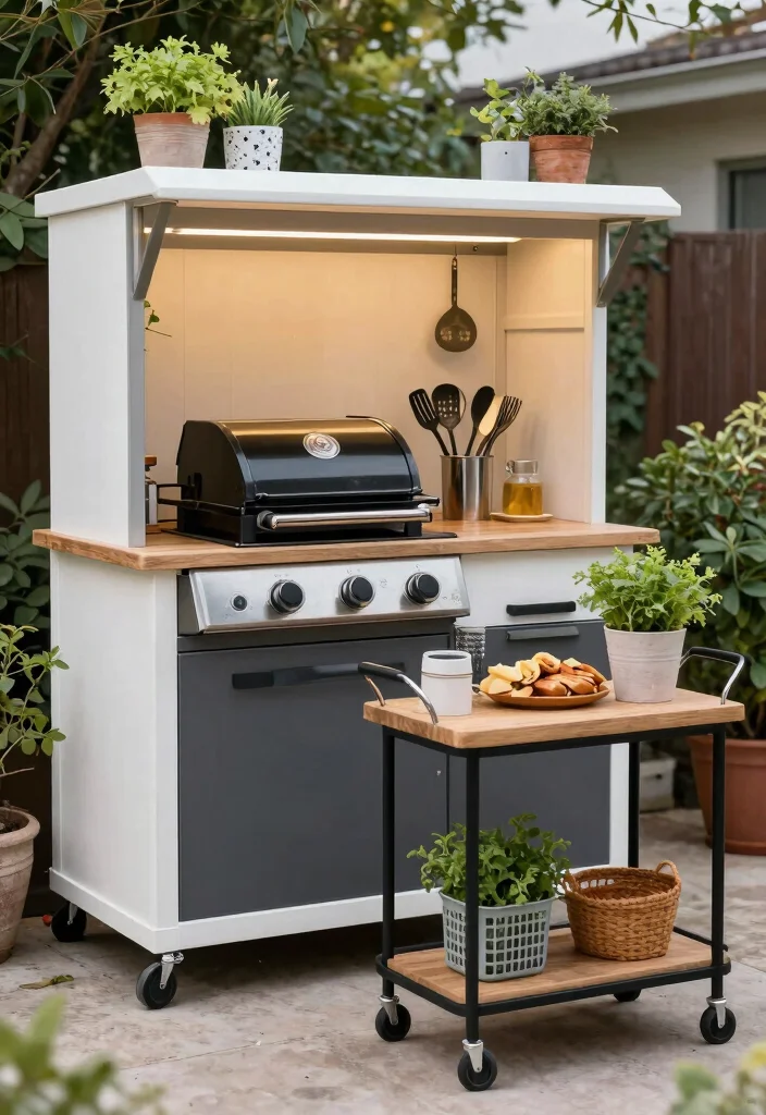 16 Cozy Patio Ideas for Small Spaces: Warm, Inviting Nooks 9 16 Cozy Patio Ideas for Small Spaces: Warm, Inviting Nooks - 9. Create an Outdoor Kitchenette 1