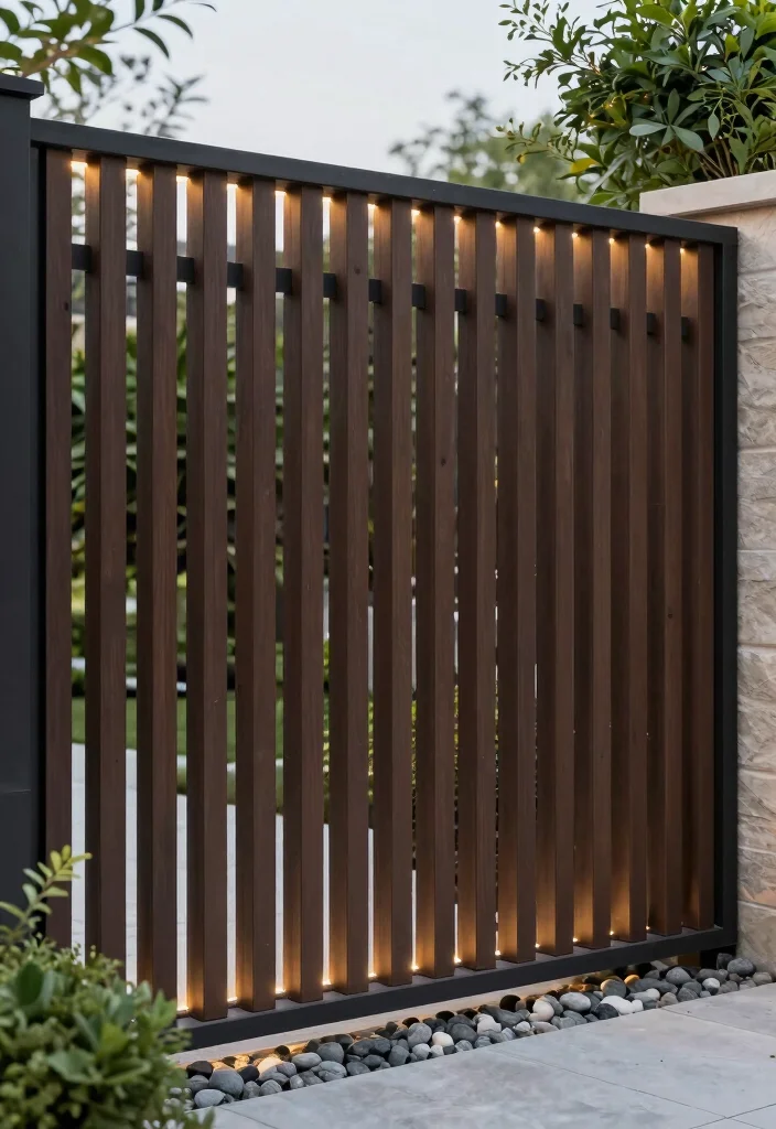 16 Dark Brown Fence Ideas Rich Grounded Appeal - 14. Minimalist Slat Fence 1