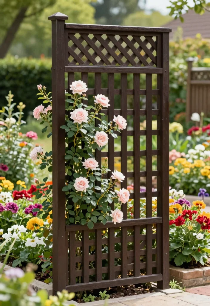 16 Dark Brown Fence Ideas Rich Grounded Appeal - 2. Lattice Top Fence 1