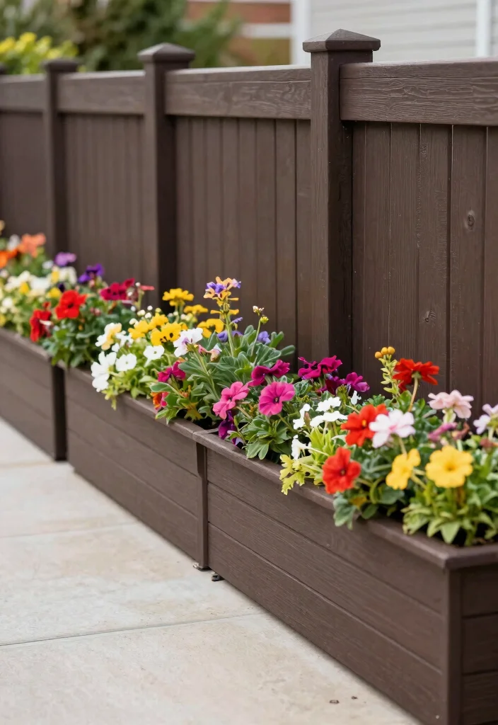 16 Dark Brown Fence Ideas Rich Grounded Appeal - 9. Privacy Fence with Integrated Planters 1