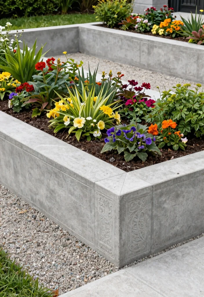 16 Fence Edging Ideas for Neat Polished Borders - 12. Concrete Borders 1