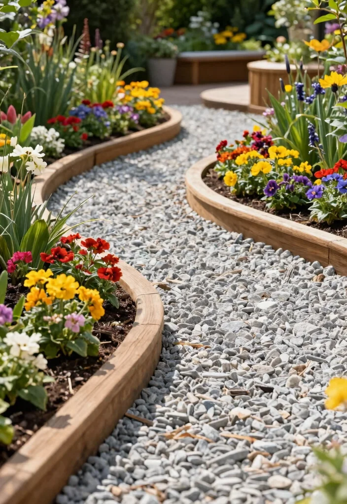16 Fence Edging Ideas for Neat Polished Borders - 14. Gravel and Wood Mix 1