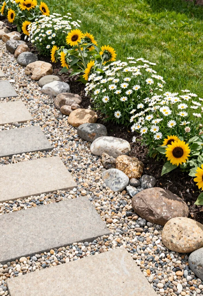 16 Fence Edging Ideas for Neat Polished Borders - 2. Stone and Gravel Borders 1