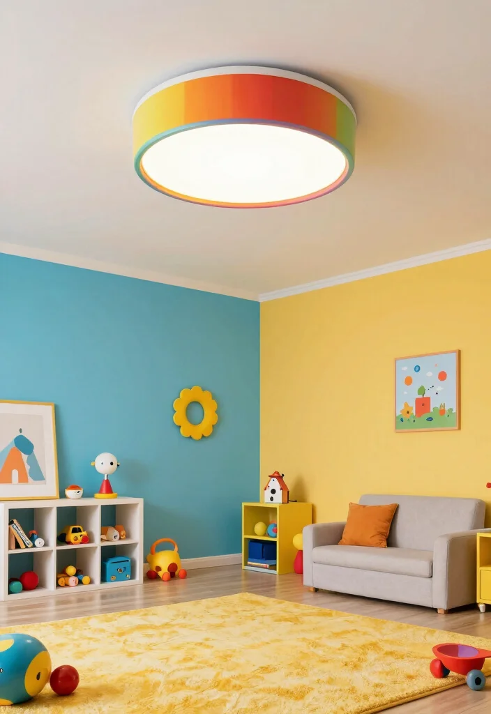16 Flush Mount Ceiling Lights Ideas Sleek Low Profile Glow - 9. Colorful Shade Flush Mount 1