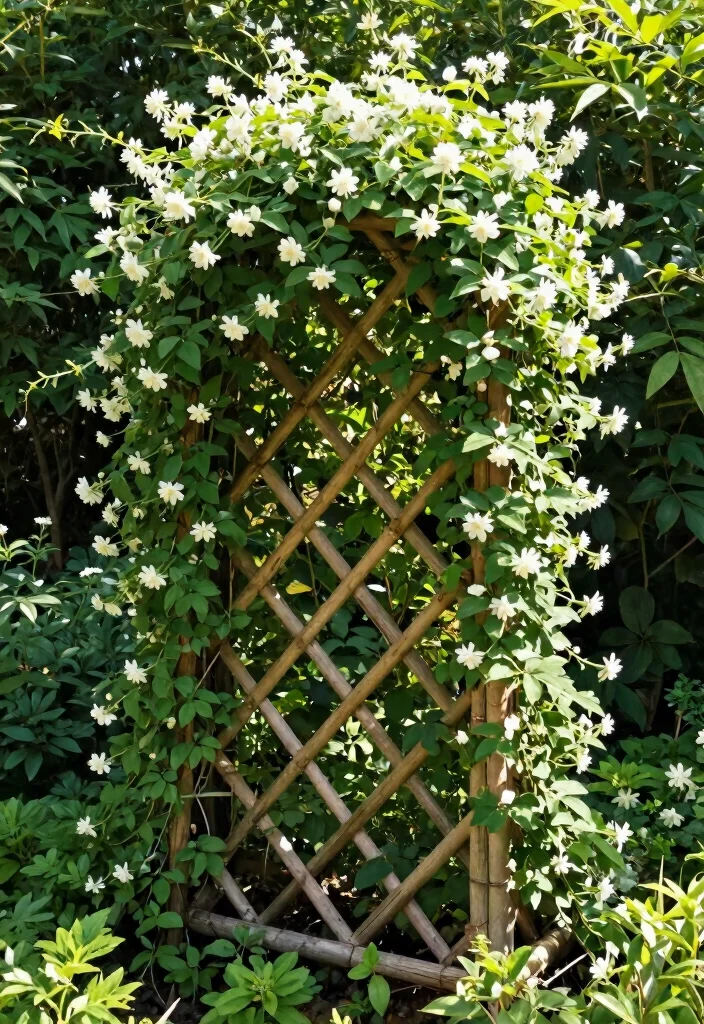 16 Jasmine Vine Trellis Ideas: Lush Fragrant Screens 11 16 Jasmine Vine Trellis Ideas: Lush Fragrant Screens - 11. Camouflaged Trellis 1