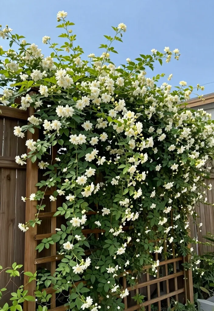 16 Jasmine Vine Trellis Ideas: Lush Fragrant Screens 13 16 Jasmine Vine Trellis Ideas: Lush Fragrant Screens - 13. Decorative Fence Trellis 1