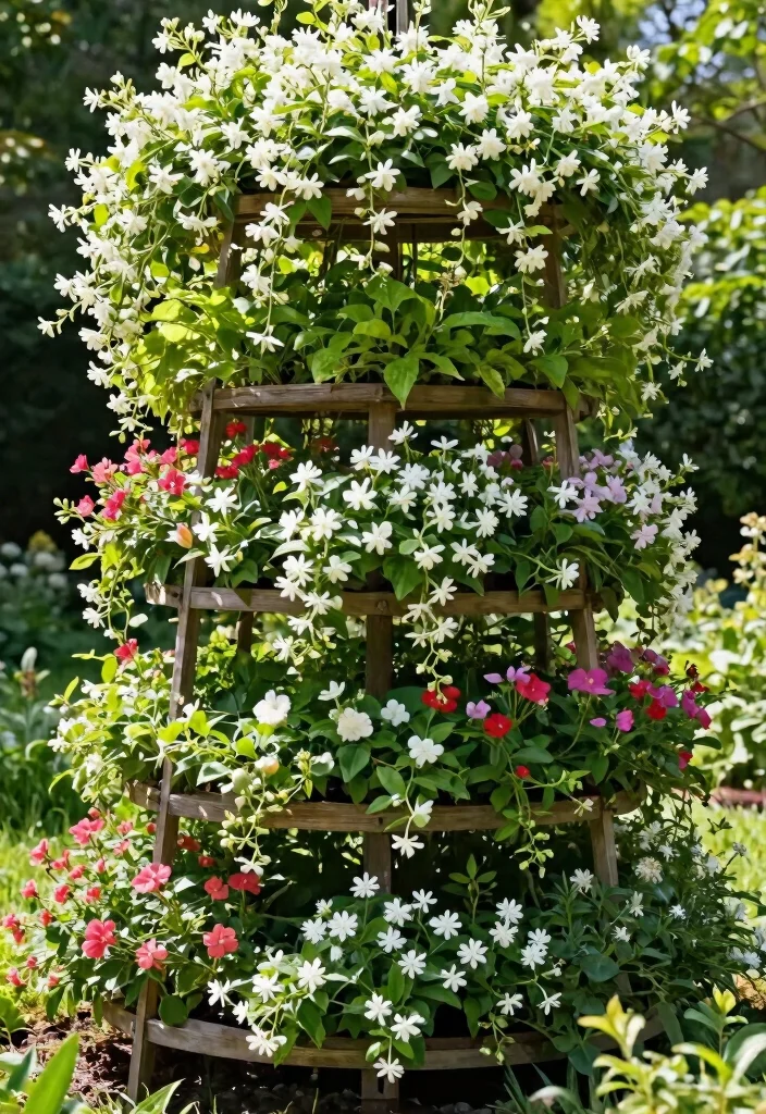16 Jasmine Vine Trellis Ideas: Lush Fragrant Screens 15 16 Jasmine Vine Trellis Ideas: Lush Fragrant Screens - 15. Multi-Tier Trellis 1