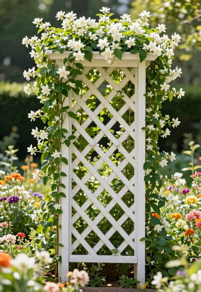 16 Jasmine Vine Trellis Ideas: Lush Fragrant Screens 4 16 Jasmine Vine Trellis Ideas: Lush Fragrant Screens - 4. Lattice Trellis 1