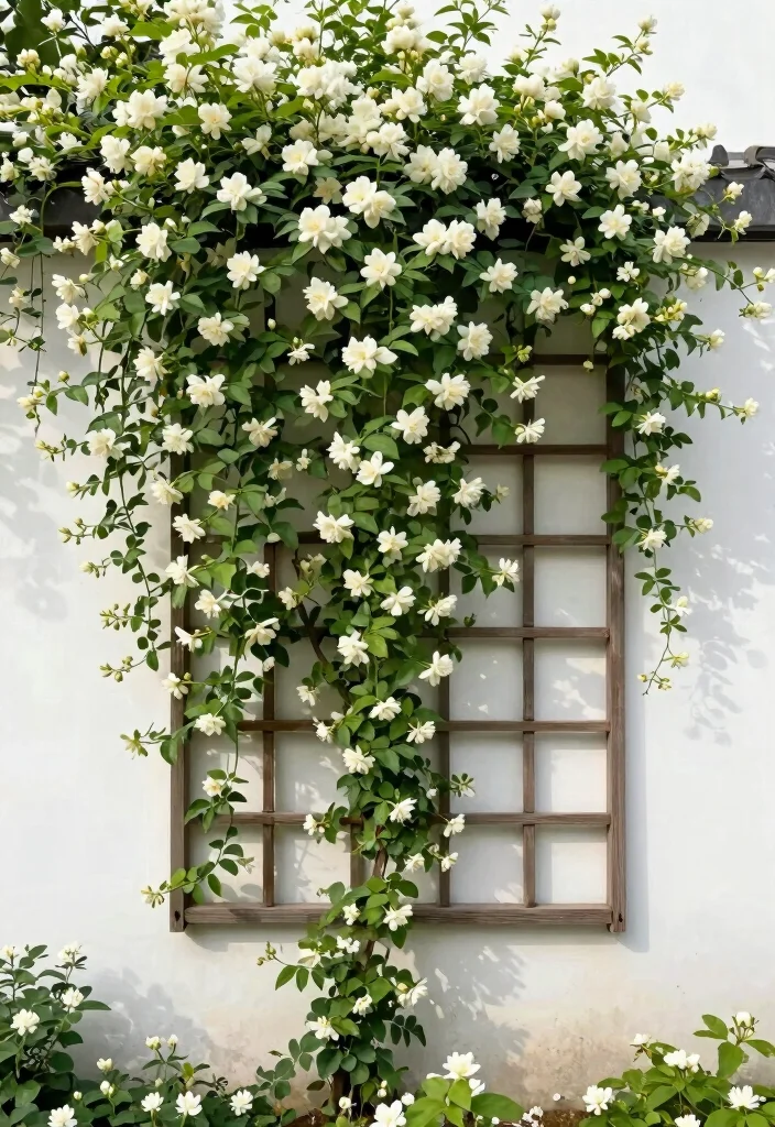 16 Jasmine Vine Trellis Ideas: Lush Fragrant Screens 8 16 Jasmine Vine Trellis Ideas: Lush Fragrant Screens - 8. Wall-Mounted Trellis 1