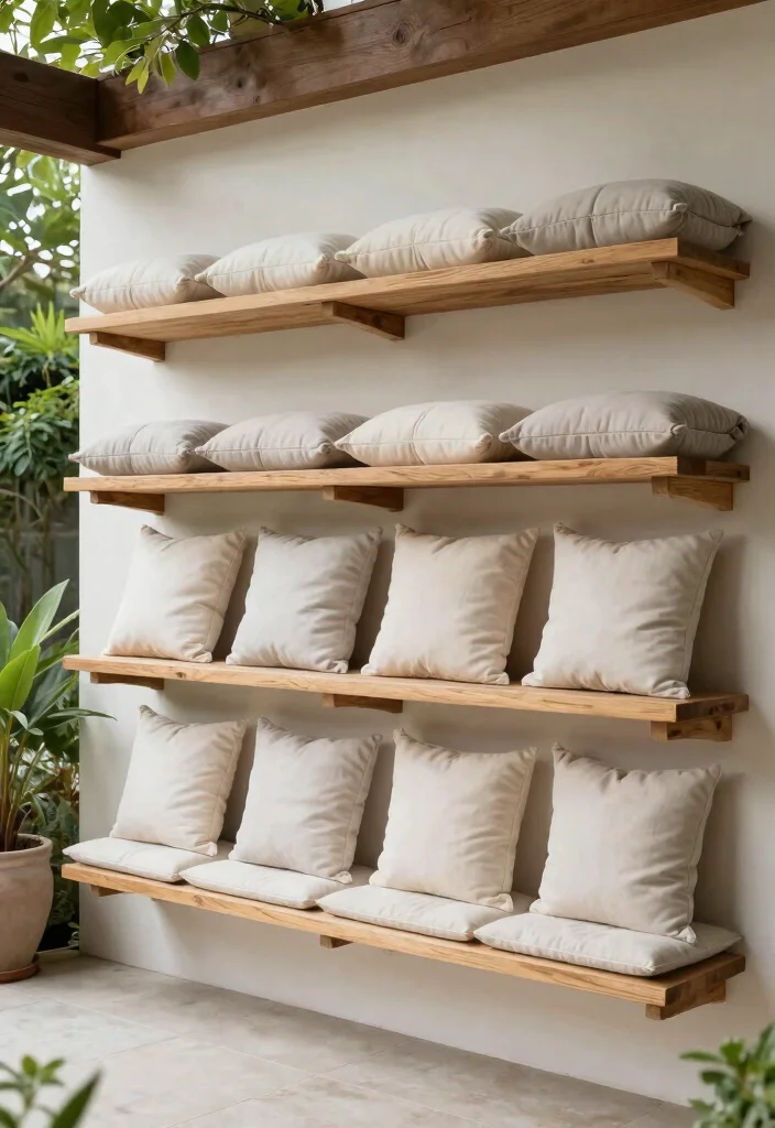 16 Patio Cushion Storage Ideas: Tidy Weatherproof Solutions 10 16 Patio Cushion Storage Ideas: Tidy Weatherproof Solutions - 10. Wall-Mounted Racks 1