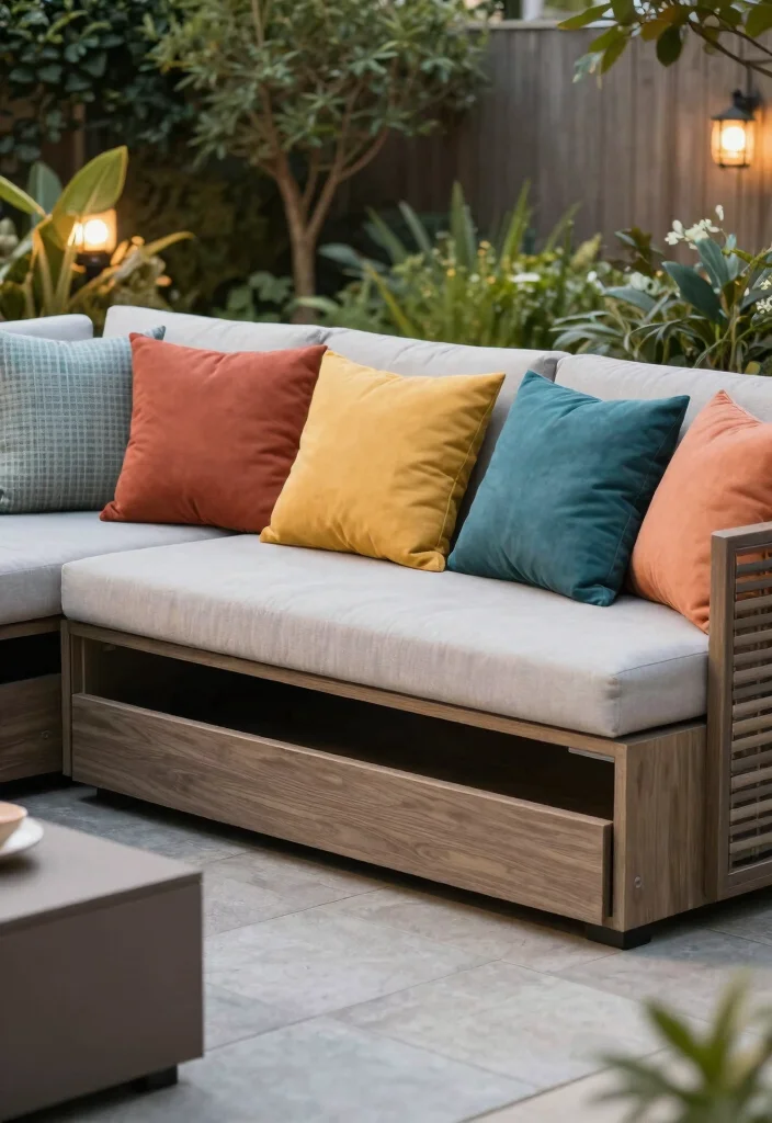 16 Patio Cushion Storage Ideas: Tidy Weatherproof Solutions 14 16 Patio Cushion Storage Ideas: Tidy Weatherproof Solutions - 14. Outdoor Sofa with Hidden Storage 1